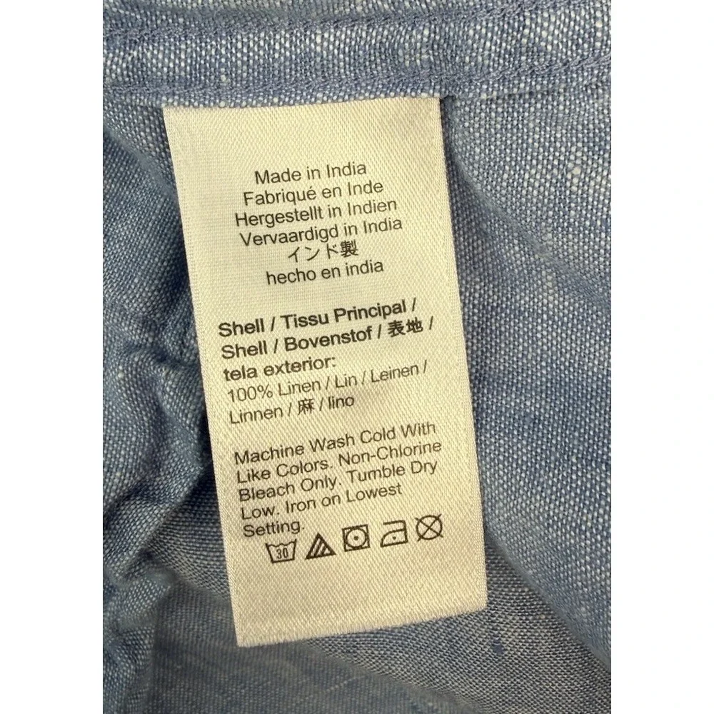 J. Crew Baird McNutt Irish Linen Solid Short Sleeve Large Classic Fit Blue